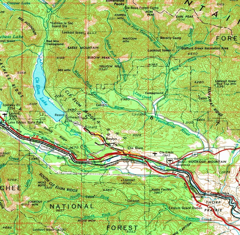 Wenatchee WA Topographic Map 1957 24 X 36 Etsy