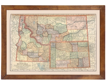 Montana, Idaho & Wyoming 1891; Ready-to-frame 24" x 36" print reproduced from a vintage map (does not include frame)