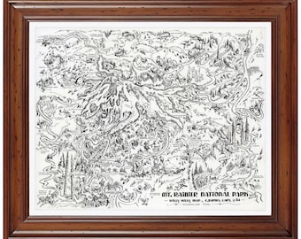 Mount Rainier Pictorial Map 1946; Ready-to-frame 18" x 24" print reproduced from a vintage map (does not include frame)
