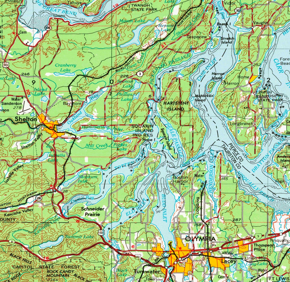 Seattle WA Topographic Map 1958 24 x 36 Etsy