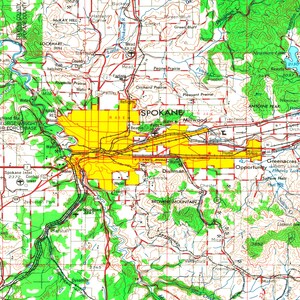 Spokane WA Topographic Map 1955 24 X 36 | Etsy