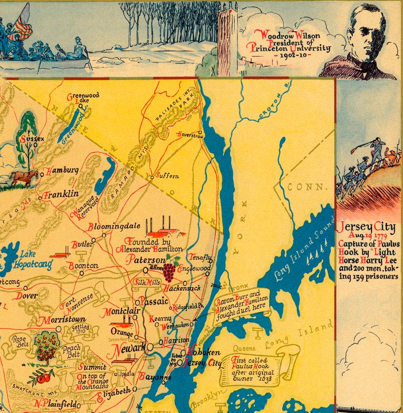 New Jersey Historical Map 1939 Ready to frame 24 X 36 Print new-jersey-historical-map-1939-ready-to-frame-24-x-36-print