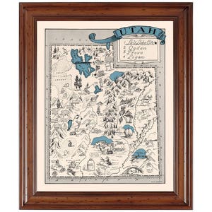 Utah Pictorial 1931; Ready-to-frame 18" x 24" gallery quality print reproduced from a vintage map (does not include frame)