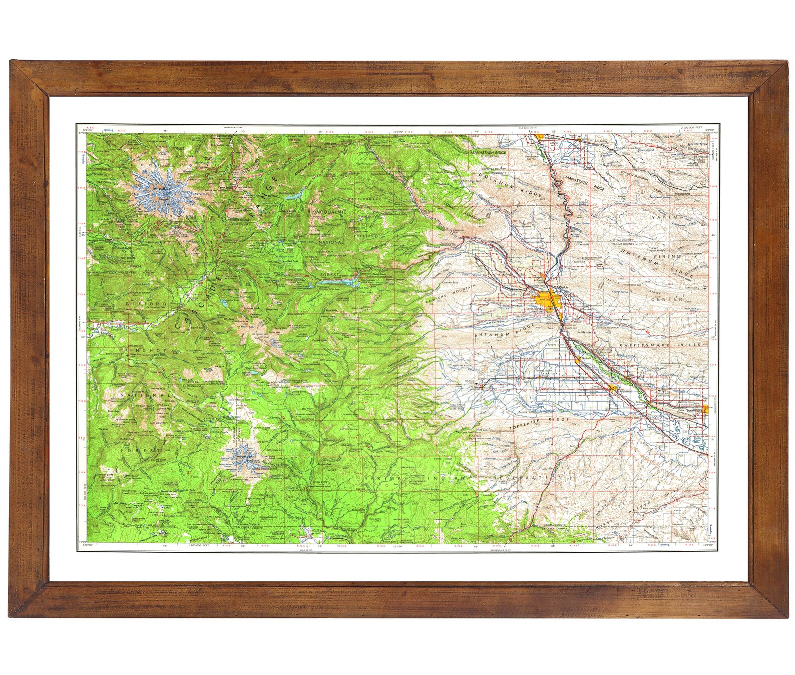 Yakima WA Topographic Map 1958 24 x 36 | Etsy