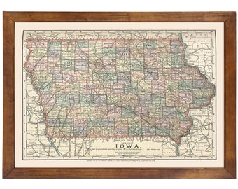 Iowa 1891; Ready-to-frame 24" x 36" print reproduced from a vintage map (does not include frame)