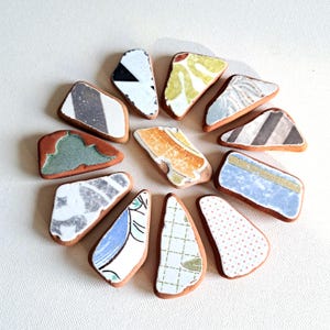 200 gr, 12 pezzi, frammenti di ceramica marina, ceramica marina autentica, ceramica da spiaggia, N068