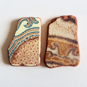 155 gr,  2 pcs,  Large Genuine Italian Sea Pottery, Chunky ISea Pottery, Sea Beach Tile, Beach Pottery Shards, N531