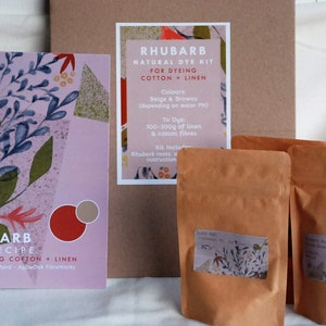 RHUBARB Dye Kit for LINEN & COTTON ~ Natural Dye Kit ~ Rhubarb roots ~ yellow dye, Dyeing, natural dye, natural dyeing