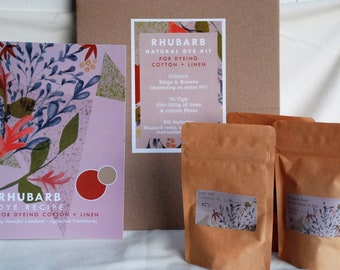 RHUBARB Dye Kit for LINEN & COTTON ~ Natural Dye Kit ~ Rhubarb roots ~ yellow dye, Dyeing, natural dye, natural dyeing