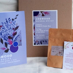 LOGWOOD WOOL & SILK ~ Natural Dyeing Kit ~ Colour Purple blue - plant dyeing, natural dyeing, home dyeing, do it yourself, crafting