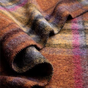ORGANIC PLAID MOORLANDS ~  Felted wool walk fabric - Wool Walk fabric designed for coats, jackets, skirts, hats, dress, mittens and more