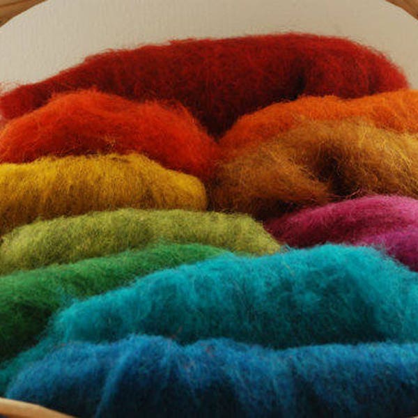 Felting Wool Mixed Bag ALPINE STONESHEEP/merino FLEECE - 11 couleurs idéales pour le feutrage humide et à l’aiguille, la laine feutrée, la toison mérinos