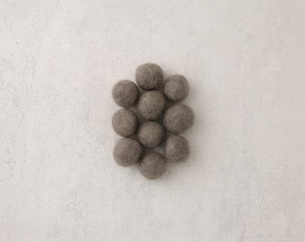 FELT BEADS HANDMADE 18mm ~ Dark Grey 10 pieces ~ woolen felt balls made in Nepal supporting unprivileged women, woolen beads, felt balls