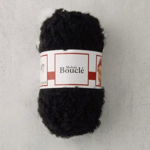 DOLL HAIR -Mohair Boucle Yarn ~ BLACK ~ 10-50g options