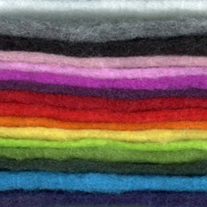 MERINO PREFELT OFFCUTS only~ 20mic  ~ available in different sizes ~ 15 colours for dry and wet felting, needle felting, applique, felting