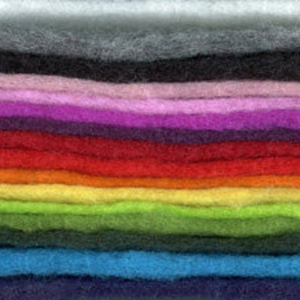 MERINO PREFELT OFFCUT nur ~ 20mic ~ in verschiedenen Größen erhältlich ~ 15 Farben zum Trocken- und Nassfilzen, zum Nadelfilzen, zum Filzen, zum Filzen