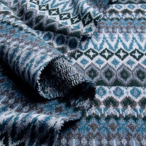 ERLANDI FROST ~ Jacquard knitted merino fabric, autumn colours, sewing, DIY  projects, winter fabric, wool, wool knit, knitted wool fabric
