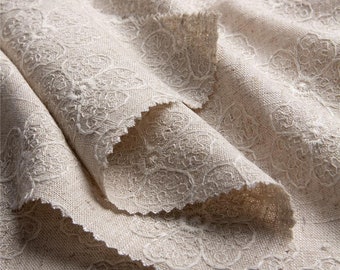 LINEN FABRIC 'CLARA' ~ embroidered linen Viscose blend, Light weight fabric by meter or yard, special fabric, dress fabric