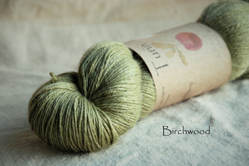 Turin BIRCHWOOD ~ Naturally dyed RamieSilk and wool sock yarn ~ 4ply