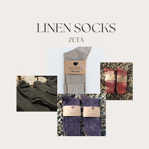 ZETA LINEN SOCKS ~ Undyed & Naturally Dyed Linen Socks | Purple, Terracotta, Brown, Yellow | 95 % Linen, Vegan