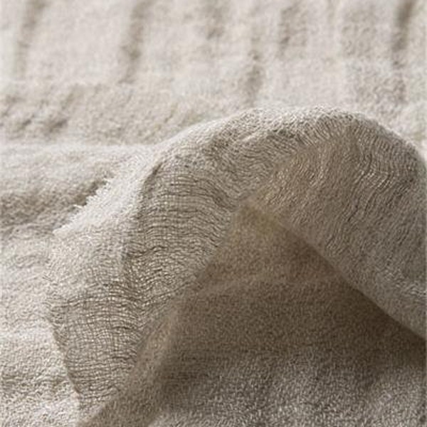 LINEN CREPE  ~ soft light beige natural linen. Flax linen fabric, clothing, curtains, scarves