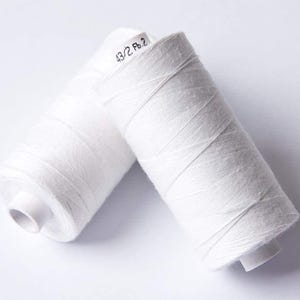 500m ORGANIC COTTON THREAD~ White 2 ~ large bobbins of 500m thread, sewing thread, organic thread, machine sewing, hand sewing