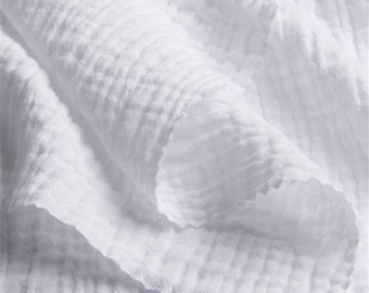 ORGANIC COTTON DOUBLE Layer Bubble Gauze ~ Fabric Snow White Muslin 130cm