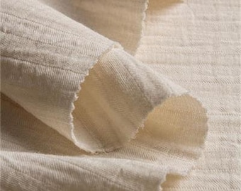 ORGANIC COTTON DOUBLE layered Muslin ~ 155 cm | Natural Cream Stripe Gauze 185 gsm | Curtains, Dresses, Baby Projects