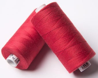 Fio de algodão orgânico descontinuado, 500 m, vermelho 100