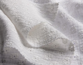 Discontinued Anna Cotton Crepe Fabric – White Double Gauze Eyelet 130 cm