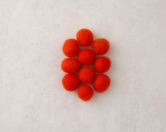 FELT BEADS HANDMADE 18mm ~ Orange 10 pieces ~ woolen felt balls made in Nepal supporting unprivileged women, woolen beads, felt balls