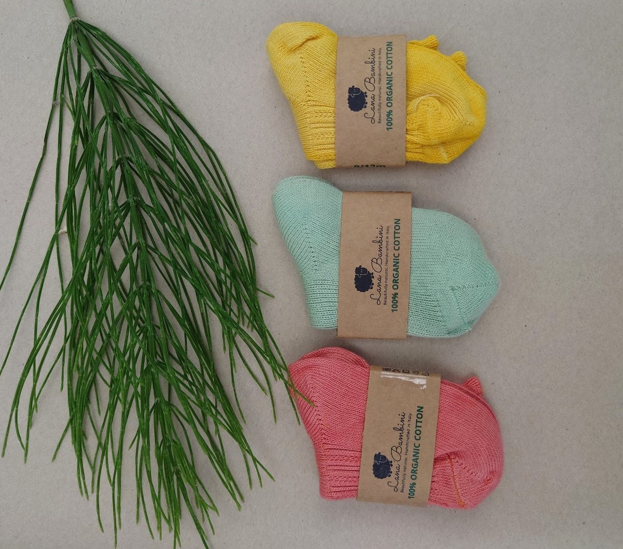 LUCIA DYED ~ Baby Socks. 3 Colours. Organic Cotton. Naturally dyed.