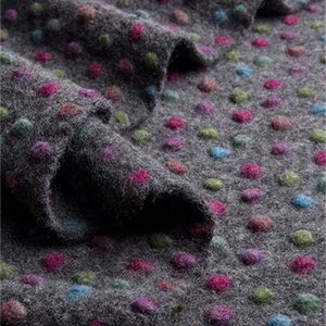 DOTTY RAINBOW - Felted wool fabric, Woolwalk with Rainbow dots