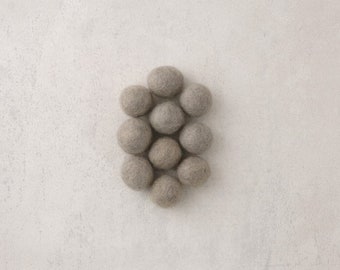 FELT BEADS HANDMADE 18mm ~ Grey 10 pieces ~ woolen felt balls made in Nepal supporting unprivileged women, woolen beads, felt balls