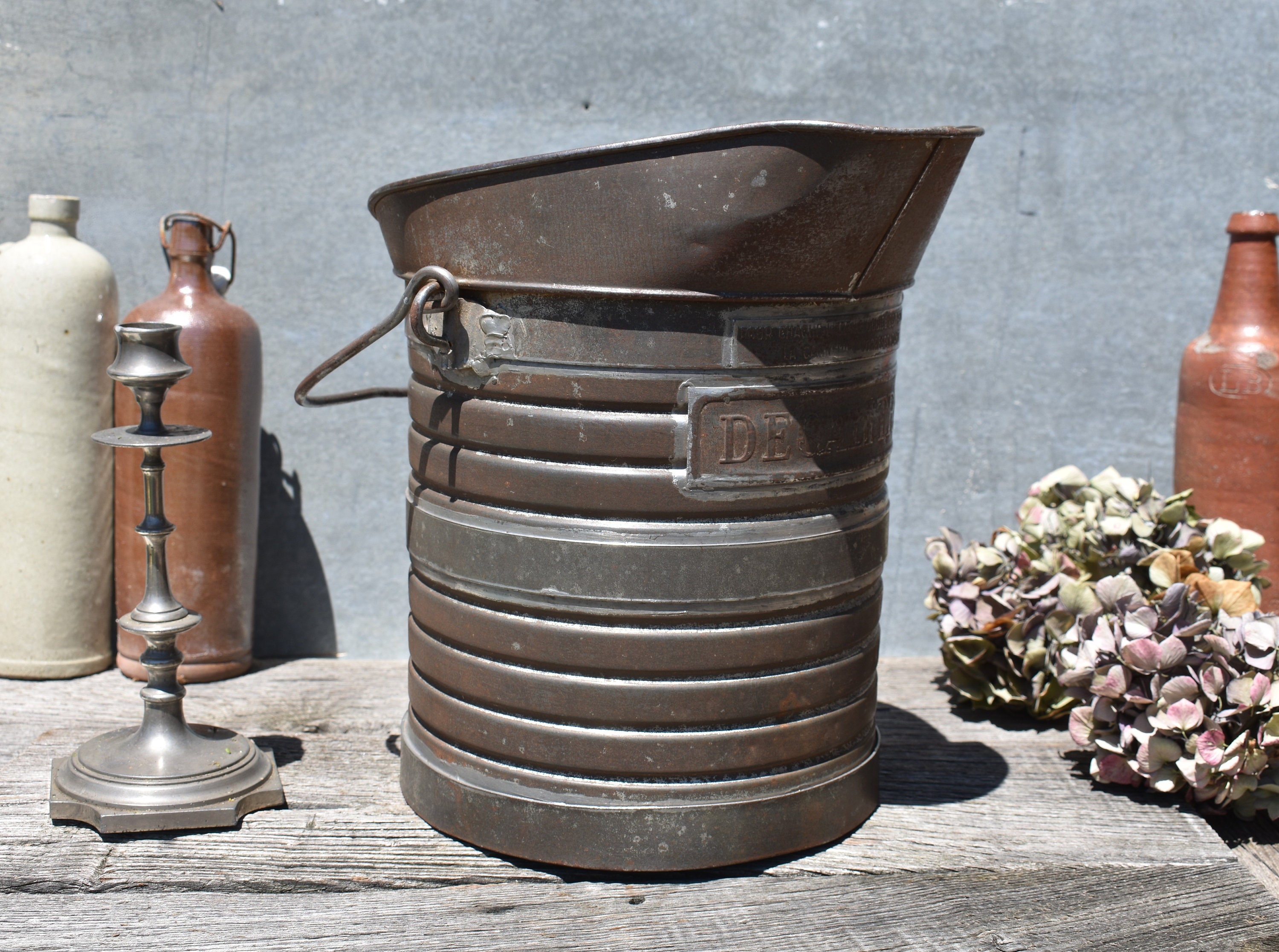 Pichet ou Seau de Mesure en Métal Français Décalitre Des Années 1930, Pichet Lait Ferme 10 Litres, L