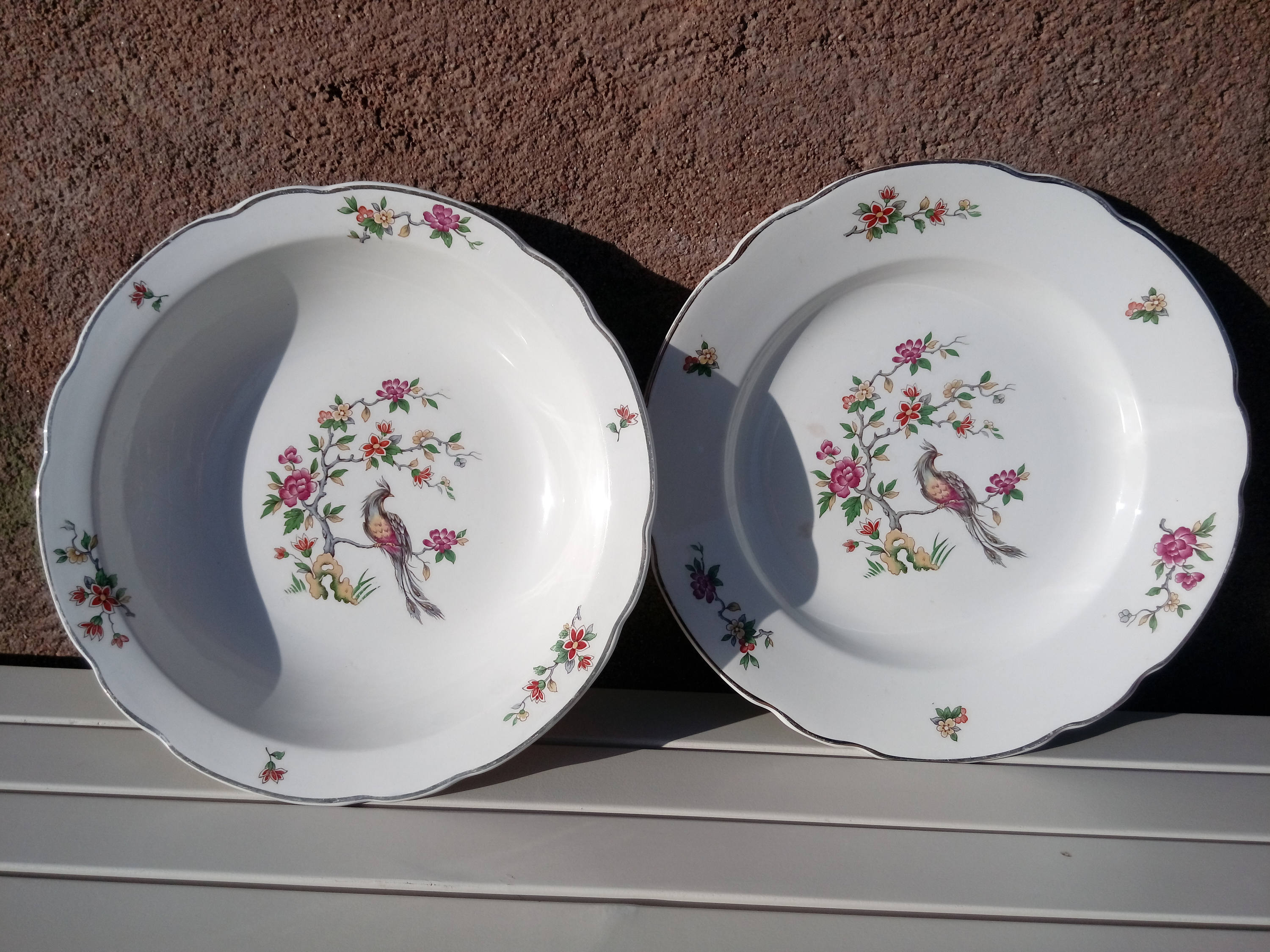 Duo de petits plats de service vintage au décor floral – Digoin & Sarreguemines - Arts de la table