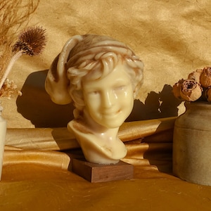Charming French Wax Bust Of A Young Smiling Girl, 7 3/4&quot; Tall & Made At The Turn Of The Century By Vernet Edit, Great Detail And Very French