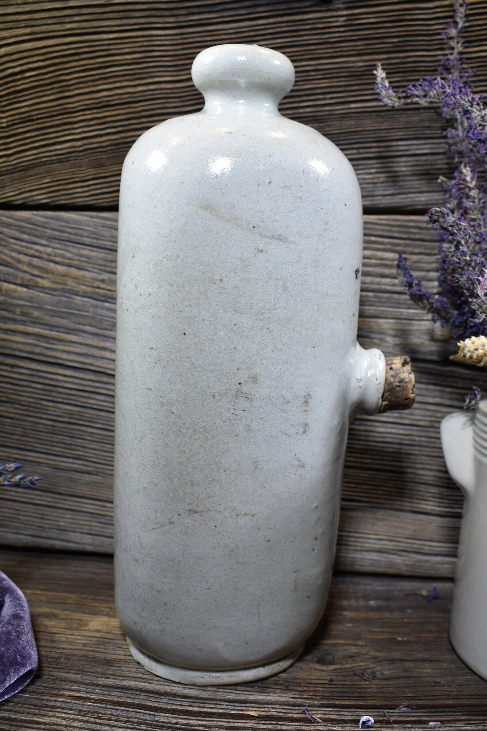 Antique French Gray Stoneware Hot Water Bottle 19th C Etsy