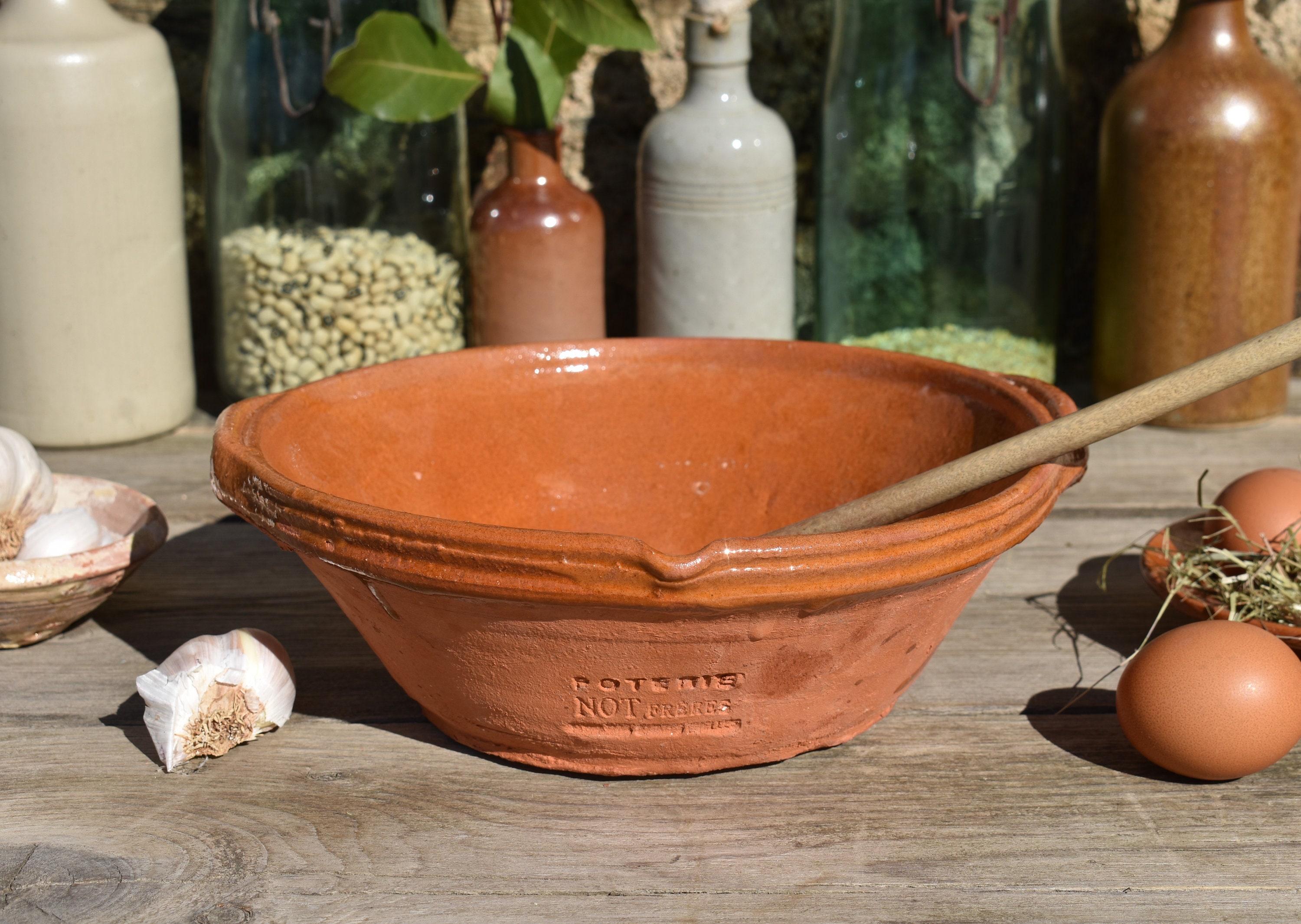 Bol de Cassoulet en Terre Cuite Rustique 9, 5 Po Français, Bol Produits Laitiers Argile Français Pri