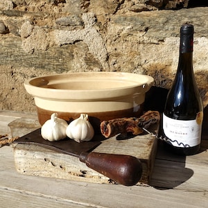 An Absolute Classic La Bourguignonne Pie Dish, Mid 1900&#39;s Stoneware Terrine Dish, French Two Tone Casserole Dish, Oven To Table Serving Bowl