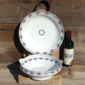Two Alfred Lanternier Porcelain Serving Dishes, A Delightful Duo of 1940&#39;s/50&#39;s Limoges Porcelain Bowls, Lovely Rose Motifs And Gilding.