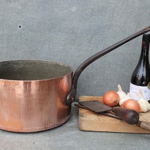 Huge Handmade French Copper Saucepan, Ex Hotel 2.75mm Thick Copper Pan - 13 3/4&quot; Diameter, Stamped Copper Stock Pot, 21 Lbs Copper Saucepan!