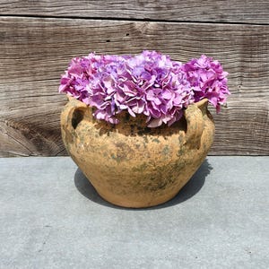 Fabulous Large Terracotta Planter, French Antique Clay Plant Pot, 4 Handled Outdoor Jardiniere, Classic Clay Plant Tub With Fantastic Patina
