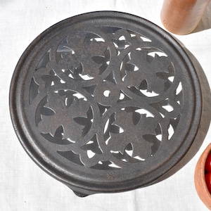 Vintage French Metal Trivet, French Steel Pot Stand, Rustic metal Trivet, French Pan Stand, French Country Decor