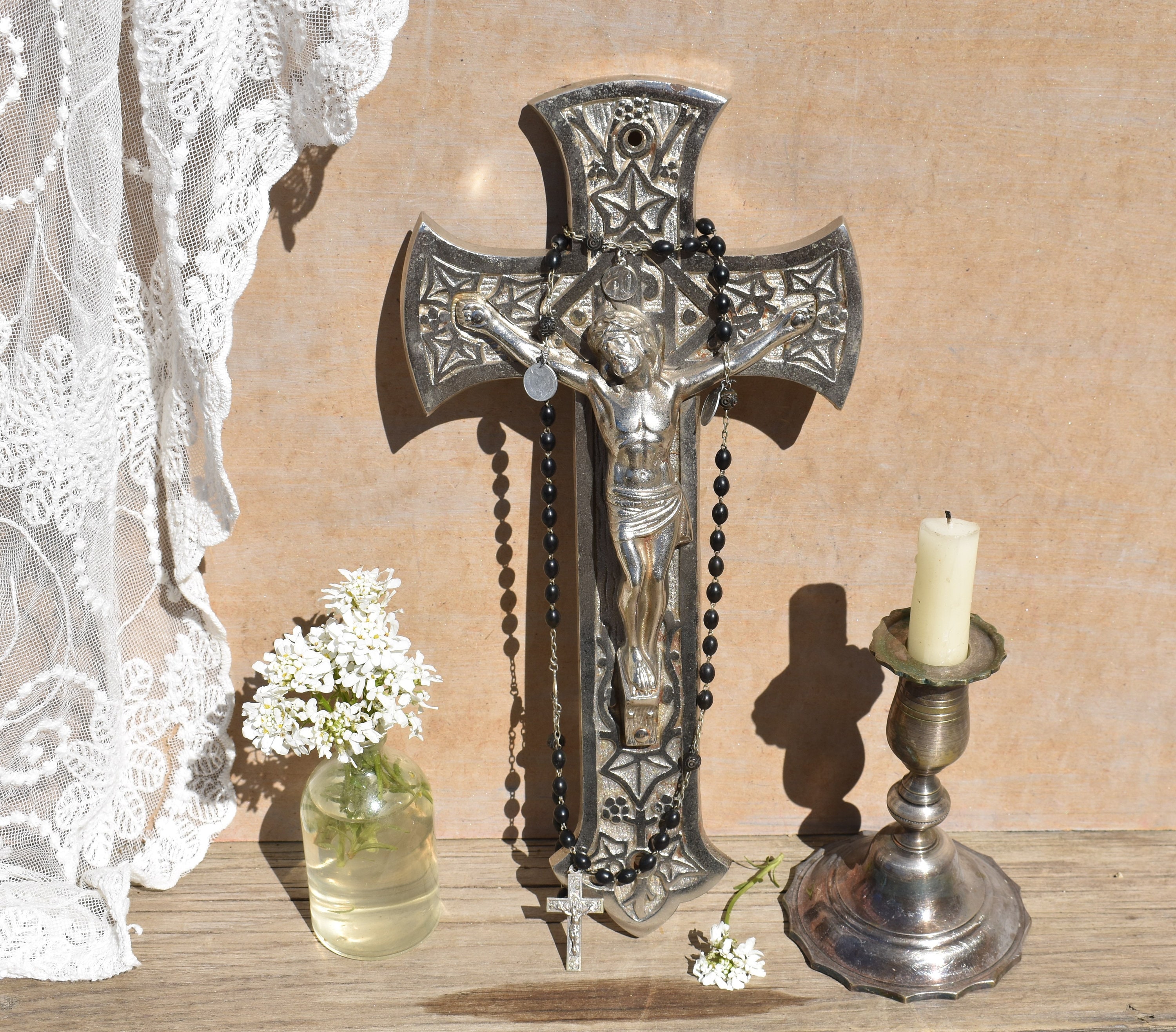 Crucifix En Acier Argenté