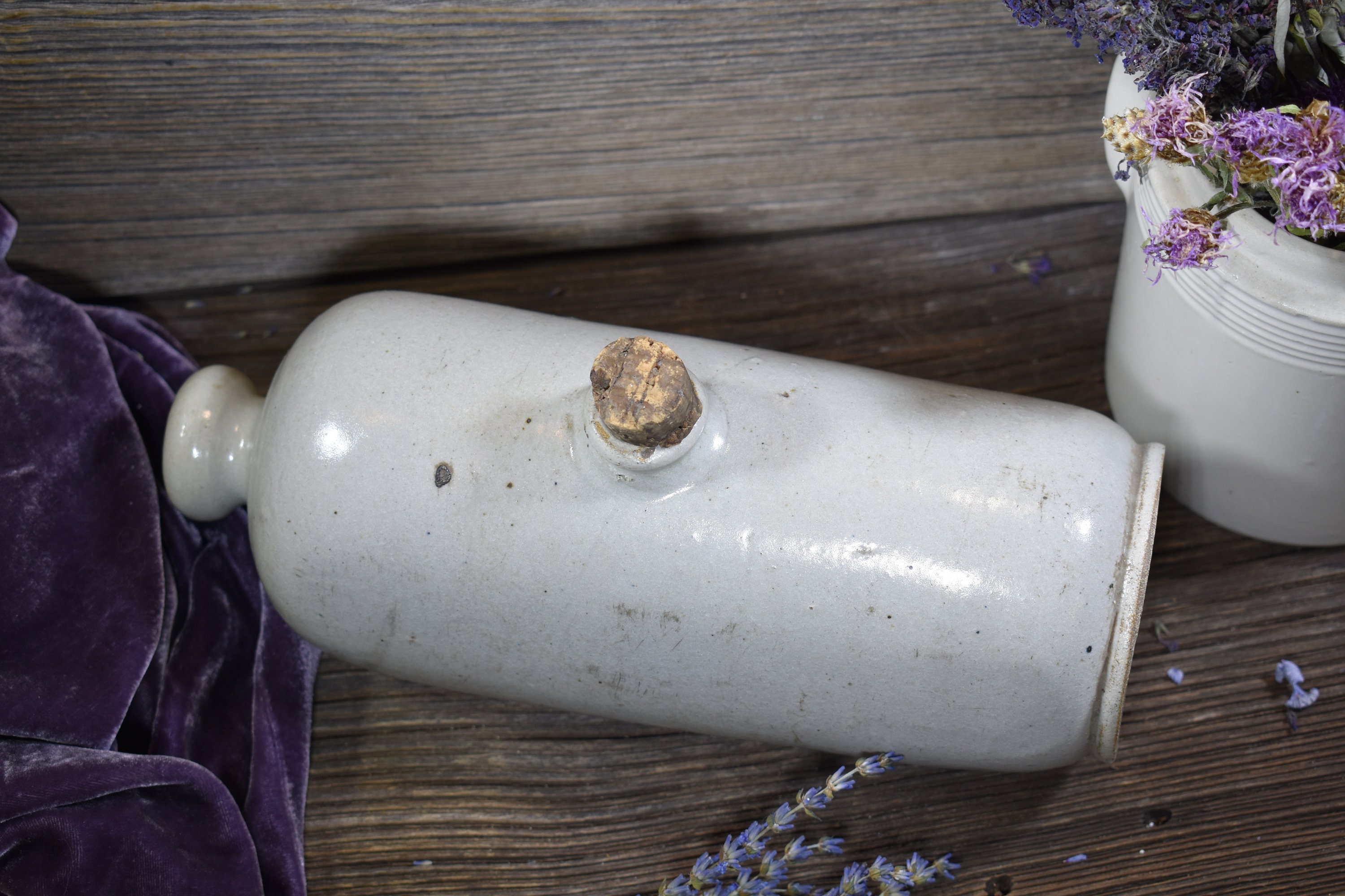 Antique French Gray Stoneware Hot Water Bottle 19th C Etsy