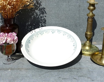 1920s French Ironstone Shallow Bowl, A &quot;Digoin Sarreguemines&quot; Hand Stencilled Green Art Nouveau Dec Shallow Ironstone Serving Bowl, Elegant!