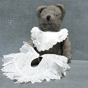 A Super French Duo Of Baby Or Dolls Bibs, FREE Worldwide Shipping, Two Handmade Early 19th Century Button Fixed Baby Bibs, Cotton & Lace.