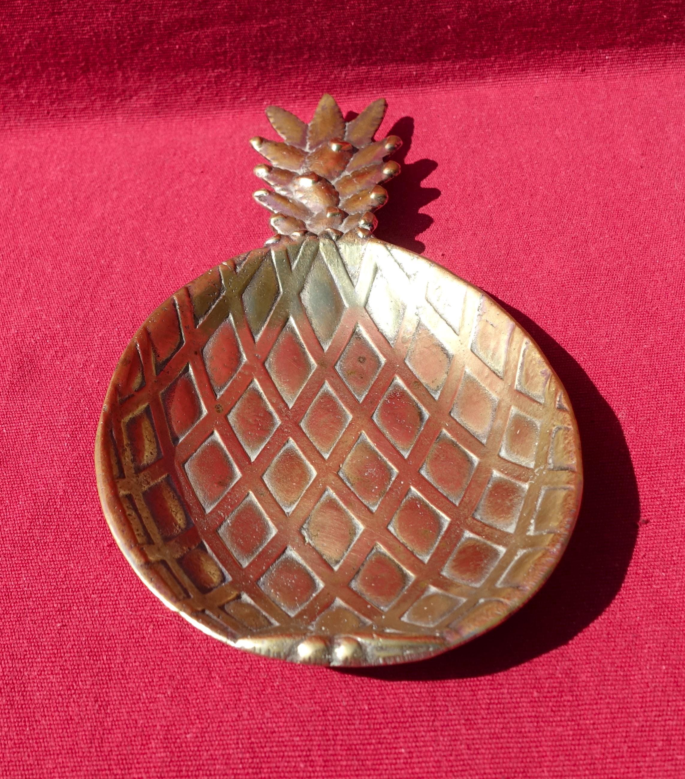 1920s French Art Deco Pineapple Vide Poche: Brass & Chrome Trinket 