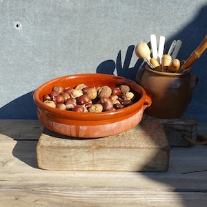 French Cassoulet Clay Bowl, Provincial Handmade Terracotta Dish, Pyrenean Region,Lovely Rustic Handmade Clay Bowl, Cazuela Serving Dish